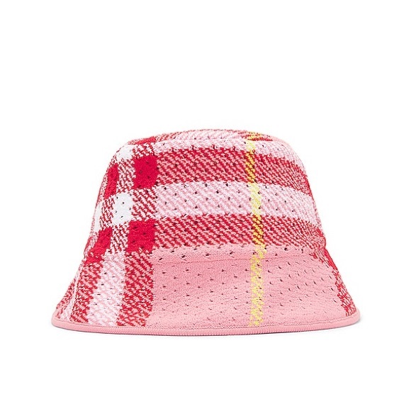 NEW Burberry Knitted Check Bucket Hat, Pink IP Check, Size L, New with Tag $890 - Picture 1 of 8